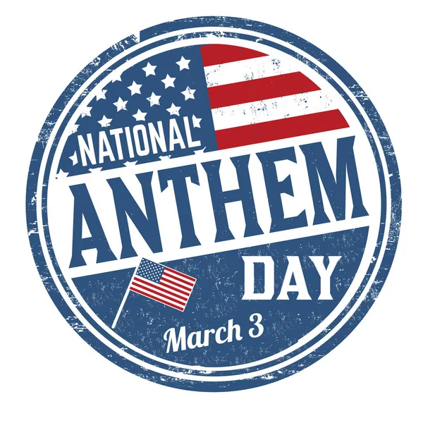 National Anthem Day Grunge Rubber Stamp White Background Vector Illustration — Stock Vector