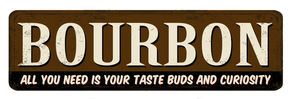 Bourbon Vintage Rusty Metal Sinal Fundo Branco Ilustração Vetorial — Vetor de Stock