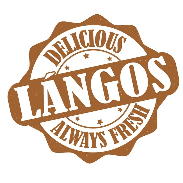 Langos Label Stamp White Background Vector Illustration — Stock vektor