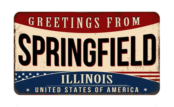 Saluti Springfield Vintage Segno Metallo Arrugginito Uno Sfondo Bianco Illustrazione — Vettoriale Stock
