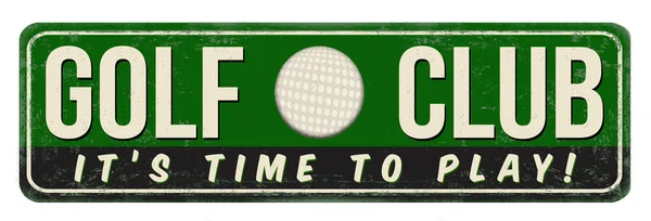 Golfe Clube Vintage Enferrujado Metal Sinal Fundo Branco Ilustração Vetorial — Vetor de Stock