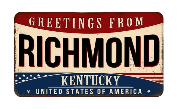 Приветствие Ричмонда Винтажный Ржавый Металлический Знак Белом Фоне Векторная Иллюстрация — стоковый вектор