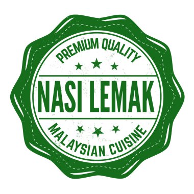 Beyaz arka planda Nasi Lemak grunge kauçuk damgası, vektör illüstrasyonu