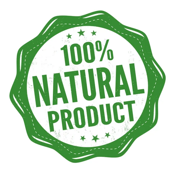 Beyaz Arka Planda 100 Doğal Ürün Grunge Kauçuk Damgası Vektör — Stok Vektör