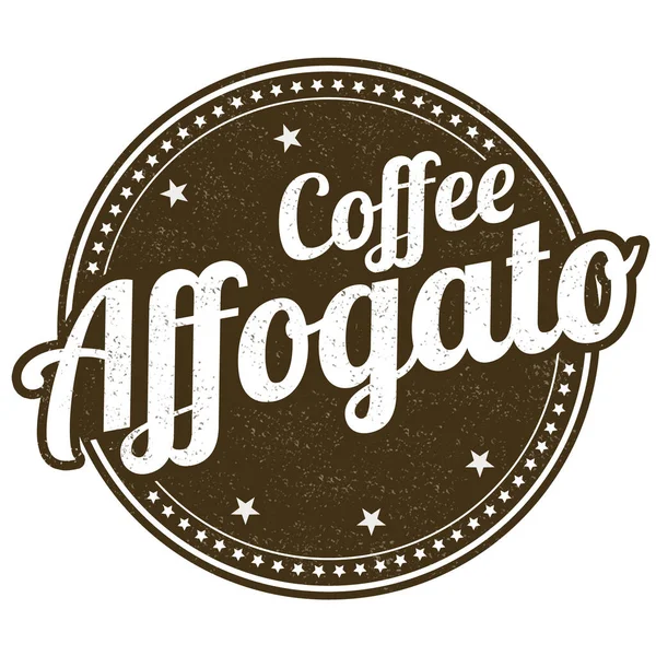 Beyaz arkaplanda Affogato kauçuk damgası, vektör illüstrasyonu