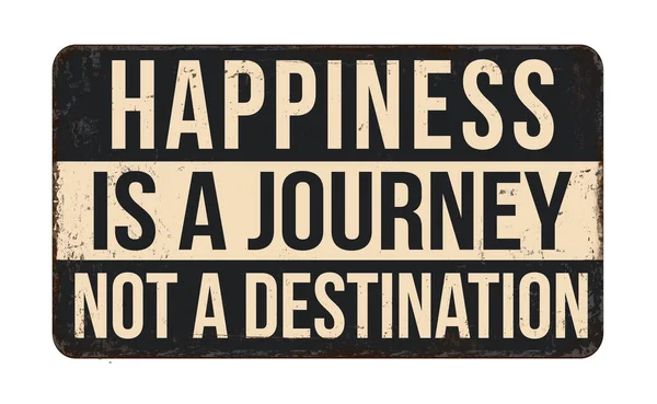 Happiness Journey Destination Vintage Rusty Metal Sign White Background Vector — Stock Vector