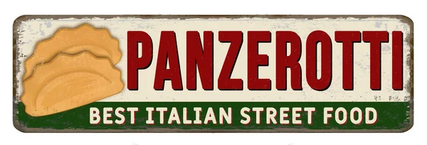 Panzerotti Vintage Rostiges Metallschild Auf Weißem Hintergrund Vektorillustration — Stockvektor