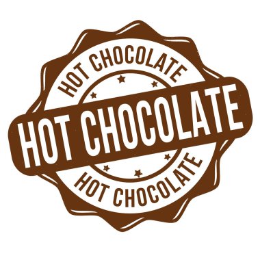 Beyaz arka planda sıcak çikolata grunge kauçuk damgası, vektör illüstrasyonu