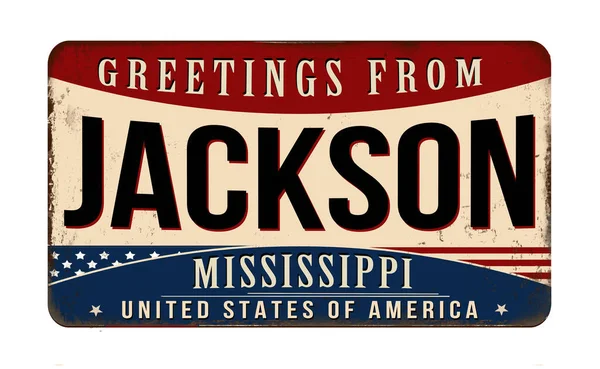 Вітання Від Джексона Вінтажний Знак Іржавого Металу Білому Тлі Векторні — стоковий вектор
