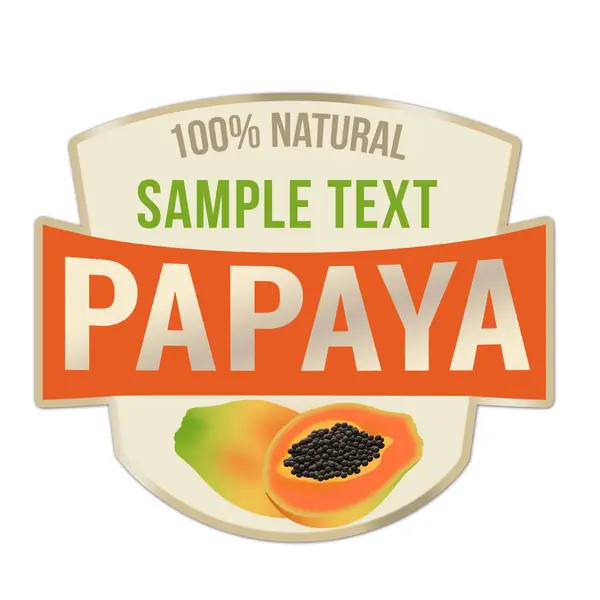 Papaya Label Sticker Witte Achtergrond Vectorillustratie — Stockvector