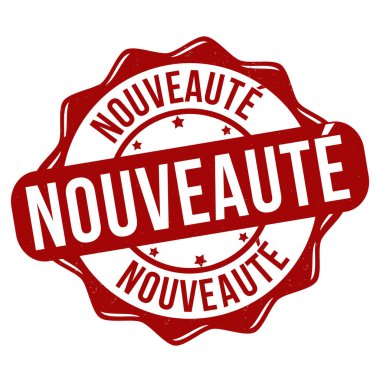 Beyaz arka planda Fransızca dili (Yeni) grunge kauçuk damgası, vektör illüstrasyonu