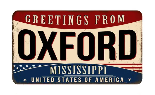 Greetings Oxford Vintage Rusty Metal Sign White Background Vector Illustration — Stock Vector