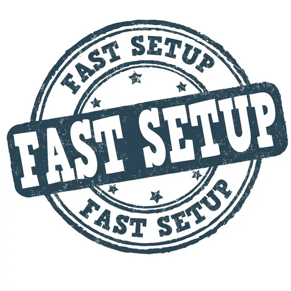 Fast Setup Grunge Rubber Stamp White Vector Illustration — Stock Vector