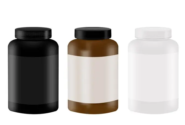 Schwarze Weiße Und Bernsteinfarbene Flaschen Attrappen — Stockvektor