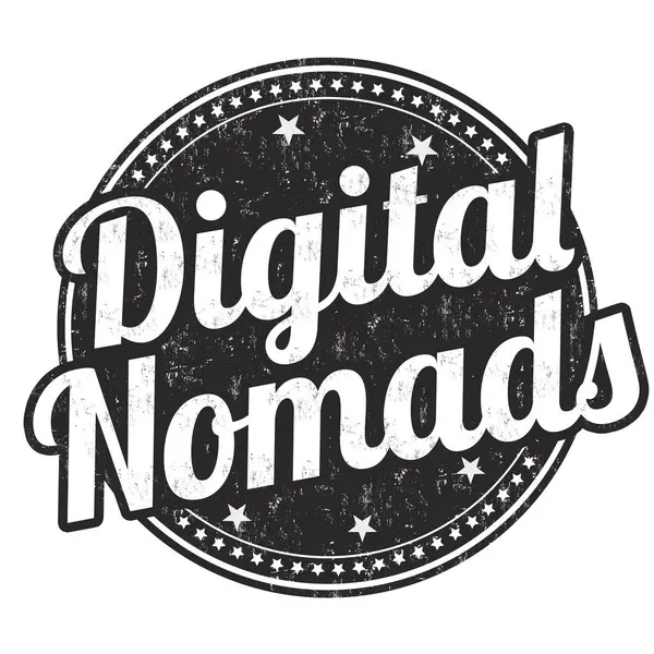Nomadi Digitali Grunge Timbro Gomma Bianco Illustrazione Vettoriale — Vettoriale Stock