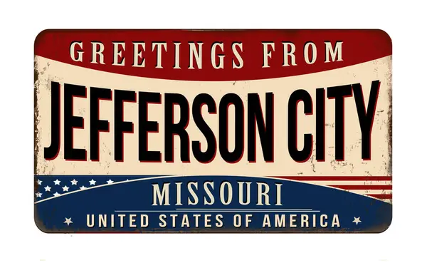 Greetings Jefferson City Vintage Rusty Metal Sign White Background Vector — Stock Vector
