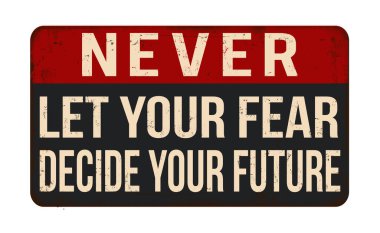 Asla korkunun, beyaz arka plandaki paslı metal levhanı, vektör illüstrasyonunu etkilemesine izin verme.