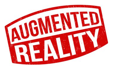 Artırılmış gerçeklik beyaz arka planda kauçuk damgası, vektör illüstrasyonu