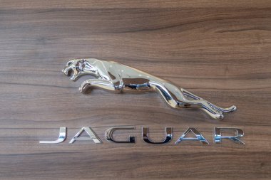 Işıldayan bir Jaguar logosu ve harfleri belirgin bir şekilde sergilendi ve 31 Ocak 2024 'te Kyiv' de lüks otomotiv markasının kimliğini gözler önüne serdi.