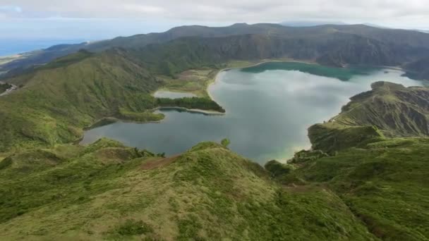 Lago Vista Aérea Cráter Volcán Islas Azores Octubre 2022 — Vídeos de Stock