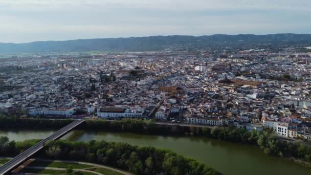 Aerial View Historic Center Cordoba Óváros Spanyolországban Drónrepülés 2023 Április — Stock videók