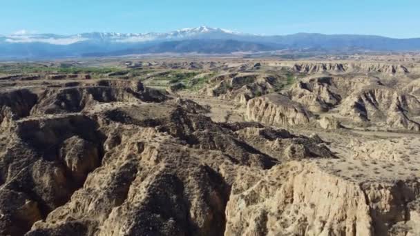 Drone Badlands Beas Guadix Case Grotta Granada Andalusia Aprile 2023 — Video Stock
