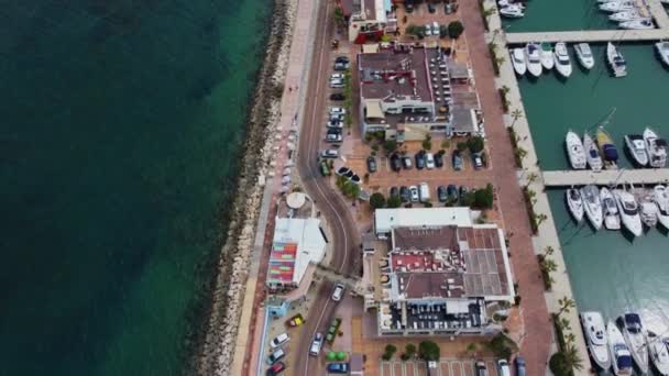 Aerial View Cidade Denia Porto Iate Costa Blanca Espanha Abril — Vídeo de Stock