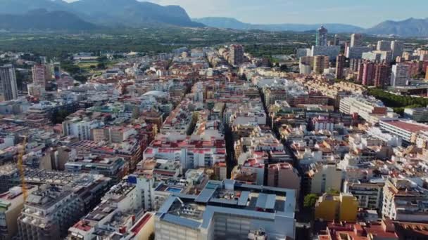 Nagranie Drona Benidormie Plaża Widokiem Powietrza Budynek Hiszpania Costa Blanca — Wideo stockowe