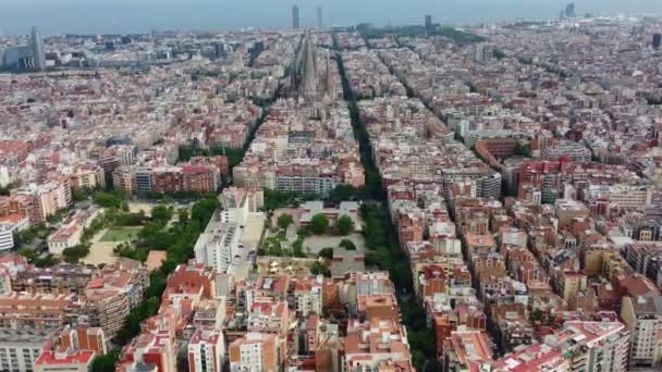 Drone Footage Barcelona Vista Aérea Edifícios Cidade Espanha — Vídeo de Stock
