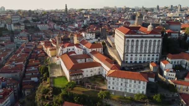 Old City Porto Portugal Europe Aerial Skyline Drone View Sunset — Stock Video