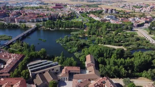 Salamanca Cattedrale Città Storica Spagna Aerial Skyline Drone View Agosto — Video Stock