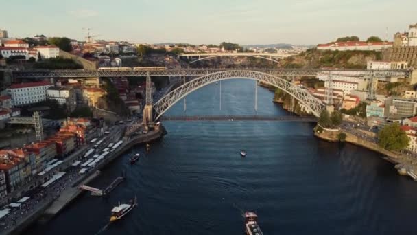 Città Vecchia Porto Portogallo Europa Aerial Skyline Drone View Tramonto — Video Stock
