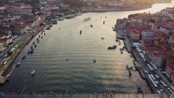 Città Vecchia Porto Portogallo Europa Aerial Skyline Drone View Tramonto — Video Stock