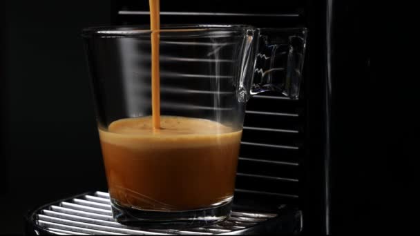 Café Negro Con Espuma Elaboración Café Negro Espresso Ristretto Cápsulas — Vídeos de Stock
