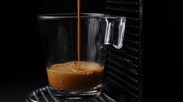 Café Negro Con Espuma Elaboración Café Negro Espresso Ristretto Cápsulas — Vídeos de Stock