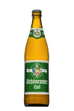 Hamburg, Germany - Nov 20, 2022: Bottle of Original Schoenramer Beer isolated on white background.