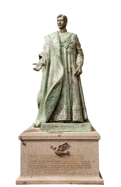 Standbeeld Van Beato Carlos Habsburg Door Augusto Cid Uitgesneden Wit — Stockfoto