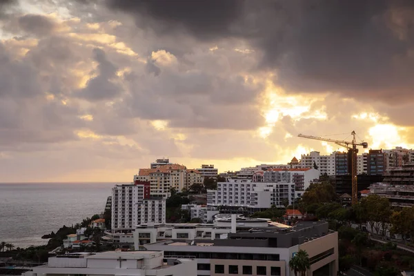 Funchal Portugal Sonnenuntergang Blick Auf Die Stadt Mit Blick Auf — Stockfoto