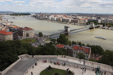Budapeşte, Macaristan - 1 Temmuz 2018: Budapeşte Havacılık Manzarası, Macaristan. Yukarıdan harika Budapeşte Manzarası.