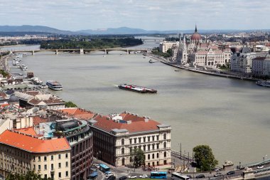 Budapeşte, Macaristan - 1 Temmuz 2018: Budapeşte Havacılık Manzarası, Macaristan. Yukarıdan harika Budapeşte Manzarası.