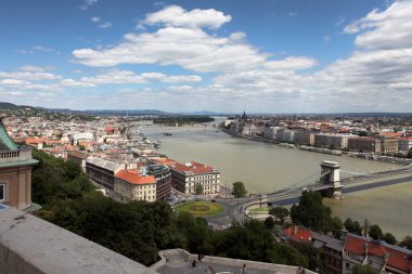 Budapeşte, Macaristan - 1 Temmuz 2018: Budapeşte Havacılık Manzarası, Macaristan. Yukarıdan harika Budapeşte Manzarası.