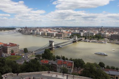 Budapeşte, Macaristan - 1 Temmuz 2018: Budapeşte Havacılık Manzarası, Macaristan. Yukarıdan harika Budapeşte Manzarası.