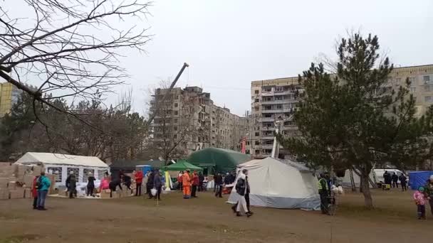 Dnipro Ukraine January 2023 Russian Rocket Destroyed Residential Apartment Building — Stockvideo