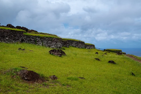 Ruinas Del Pueblo Orongo Rapa Nui Isla Pascua Chile — Foto de Stock