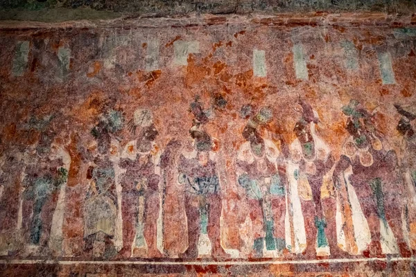 メキシコ チアパス州ボナンパク2019年12月21日 古典マヤ時代のボナンパク絵画寺院の古代壁画 絵画はマヤの生活の物語を示しています — ストック写真