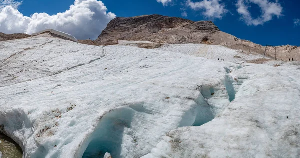 Bela Vista Glaciar Zugspitze Gelo Verão Topo Alemanha Zugspitze — Fotografia de Stock