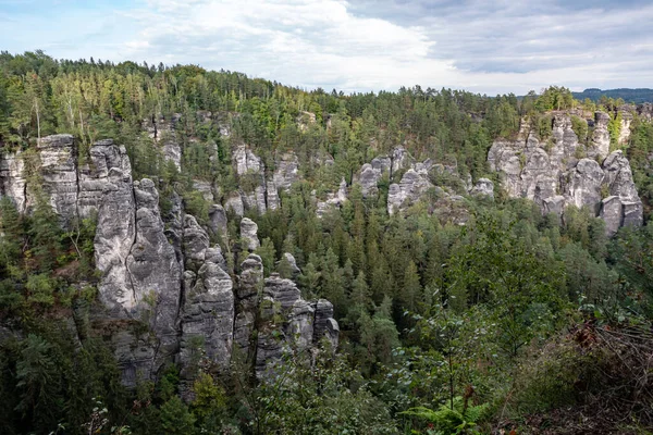 Tolle Aussicht Auf Die Felsen Nationalpark Sächsische Schweiz Deutschland — Stockfoto