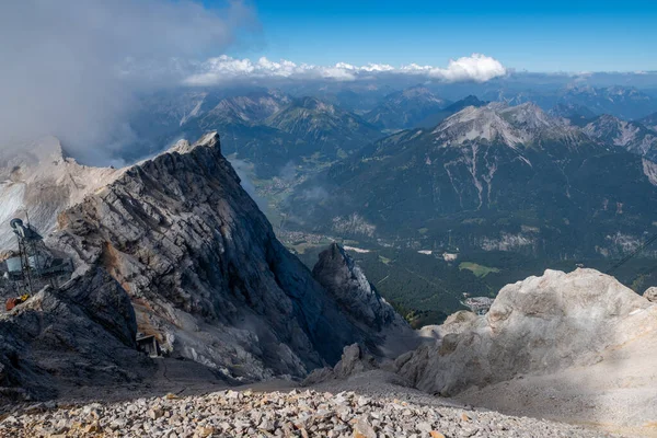 Hermosa Vista Montaña Nieve Desde Cima Alemania Zugspitze —  Fotos de Stock