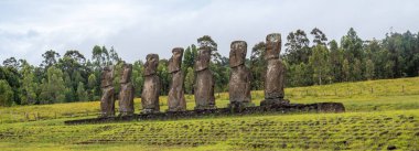 Ahu Akivi, Şili 'nin Valparaso bölgesindeki Paskalya Adası' nda. Sitenin yedi moai 'si var, hepsi aynı şekil ve boyutta, ayrıca göksel gözlemevi olarak da bilinir..
