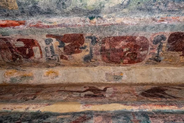 メキシコ チアパス州ボナンパク2019年12月21日 古典マヤ時代のボナンパク絵画寺院の古代壁画 絵画はマヤの生活の物語を示しています — ストック写真